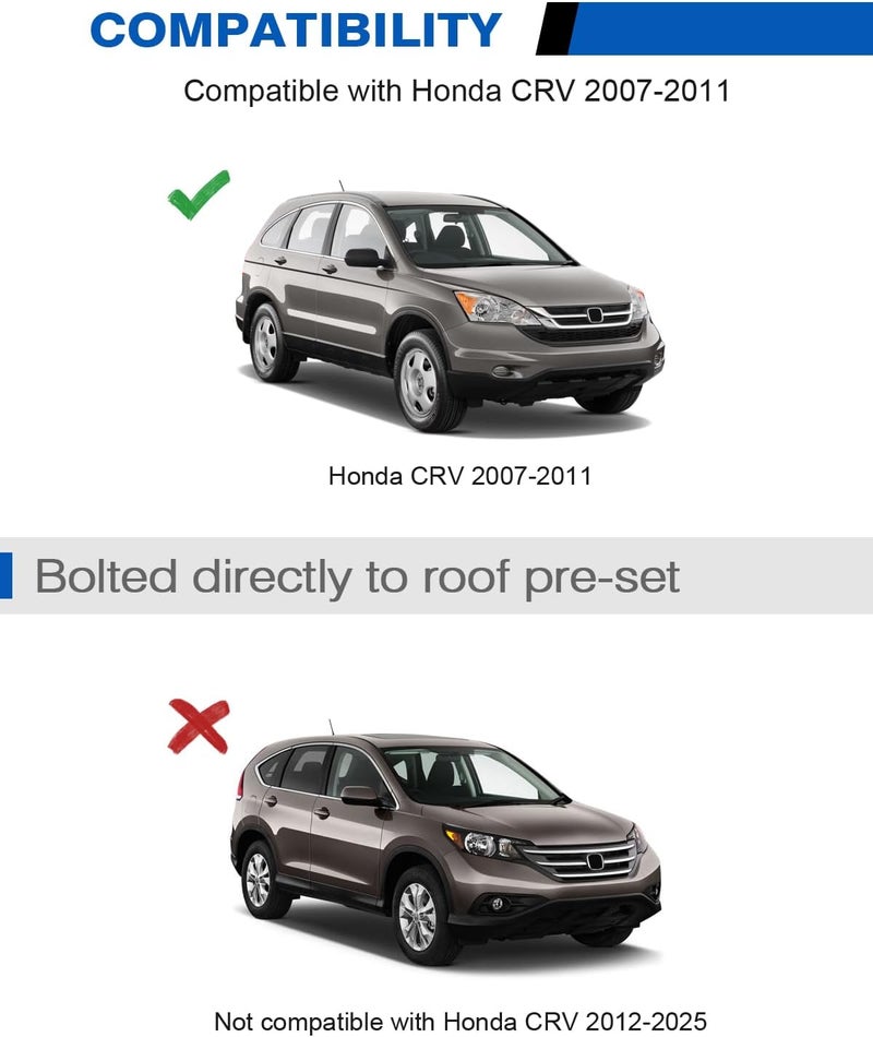 wonderdriver Lockable Roof Rack Cross Bars 220lbs Compatible with Honda CRV CR-V 2007 2008 2009 2010 2011 EX EX-L LX 2.4L L4,Heavy Duty Aluminum Roof Rails Crossbars Cargo Canoe Black Rooftop Carrier Luggage - Image 2